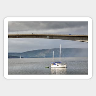 Yacht moored at Kyleakin, Isle of Skye Sticker